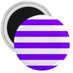 Horizontal Stripes - White and Violet 3  Magnet