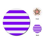 Horizontal Stripes - White and Violet Playing Cards (Round)