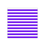Horizontal Stripes - White and Indigo Violet Satin Bandana Scarf