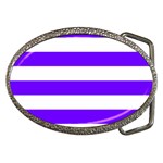 Horizontal Stripes - White and Indigo Violet Belt Buckle