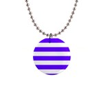 Horizontal Stripes - White and Indigo Violet 1  Button Necklace