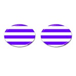 Horizontal Stripes - White and Indigo Violet Cufflinks (Oval)