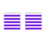 Horizontal Stripes - White and Indigo Violet Cufflinks (Square)