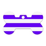 Horizontal Stripes - White and Indigo Violet Dog Tag Bone (One Side)