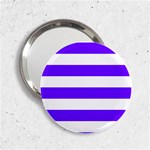 Horizontal Stripes - White and Indigo Violet 2.25  Handbag Mirror