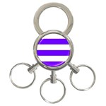 Horizontal Stripes - White and Indigo Violet 3-Ring Key Chain