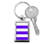 Horizontal Stripes - White and Indigo Violet Key Chain (Rectangle)