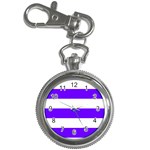 Horizontal Stripes - White and Indigo Violet Key Chain Watch
