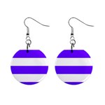 Horizontal Stripes - White and Indigo Violet 1  Button Earrings