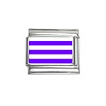 Horizontal Stripes - White and Indigo Violet Italian Charm (9mm)