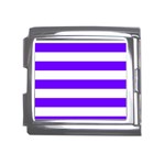 Horizontal Stripes - White and Indigo Violet Mega Link Italian Charm (18mm)