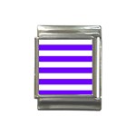 Horizontal Stripes - White and Indigo Violet Italian Charm (13mm)