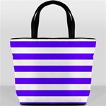 Horizontal Stripes - White and Indigo Violet Bucket Bag