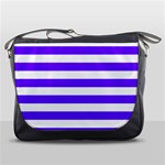 Horizontal Stripes - White and Indigo Violet Messenger Bag