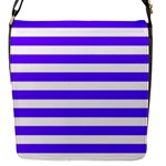 Horizontal Stripes - White and Indigo Violet Flap Closure Messenger Bag (S)