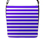 Horizontal Stripes - White and Indigo Violet Flap Closure Messenger Bag (L)