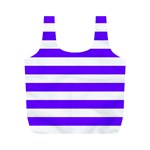 Horizontal Stripes - White and Indigo Violet Full Print Recycle Bag (M)