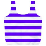 Horizontal Stripes - White and Indigo Violet Full Print Recycle Bag (XL)