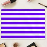Horizontal Stripes - White and Indigo Violet Cosmetic Bag (XXL)