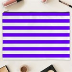 Horizontal Stripes - White and Indigo Violet Cosmetic Bag (XXXL)