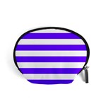 Horizontal Stripes - White and Indigo Violet Accessory Pouch (Small)