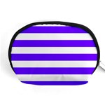 Horizontal Stripes - White and Indigo Violet Accessory Pouch (Medium)