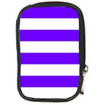 Horizontal Stripes - White and Indigo Violet Compact Camera Leather Case