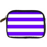 Horizontal Stripes - White and Indigo Violet Digital Camera Leather Case