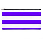 Horizontal Stripes - White and Indigo Violet Pencil Case