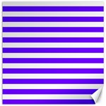 Horizontal Stripes - White and Indigo Violet Canvas 12  x 12 