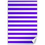 Horizontal Stripes - White and Indigo Violet Canvas 24  x 36 