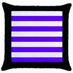 Horizontal Stripes - White and Indigo Violet Throw Pillow Case (Black)