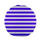 Horizontal Stripes - White and Indigo Violet Standard 15  Premium Round Cushion