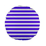 Horizontal Stripes - White and Indigo Violet Standard 15  Premium Flano Round Cushion