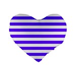 Horizontal Stripes - White and Indigo Violet Standard 16  Premium Heart Shape Cushion