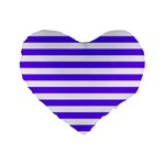 Horizontal Stripes - White and Indigo Violet Standard 16  Premium Flano Heart Shape Cushion