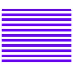 Horizontal Stripes - White and Indigo Violet Double Sided Flano Blanket (Medium)