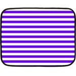 Horizontal Stripes - White and Indigo Violet Double Sided Fleece Blanket (Mini)