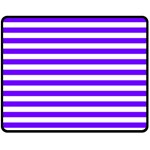 Horizontal Stripes - White and Indigo Violet Fleece Blanket (Medium) (One Side)
