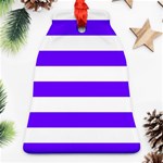 Horizontal Stripes - White and Indigo Violet Ornament (Bell)