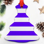 Horizontal Stripes - White and Indigo Violet Christmas Tree Ornament (Two Sides)
