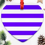 Horizontal Stripes - White and Indigo Violet Ornament (Heart)