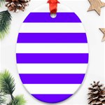 Horizontal Stripes - White and Indigo Violet Ornament (Oval)
