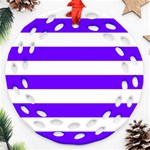 Horizontal Stripes - White and Indigo Violet Ornament (Round Filigree)