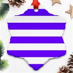 Horizontal Stripes - White and Indigo Violet Snowflake Ornament (Two Sides)