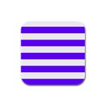 Horizontal Stripes - White and Indigo Violet Rubber Square Coaster (4 pack)