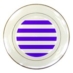 Horizontal Stripes - White and Indigo Violet Porcelain Plate