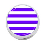 Horizontal Stripes - White and Indigo Violet 4-Port USB Hub (One Side)