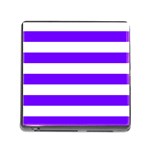 Horizontal Stripes - White and Indigo Violet Memory Card Reader (Square)