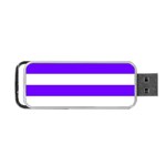 Horizontal Stripes - White and Indigo Violet Portable USB Flash (Two Sides)